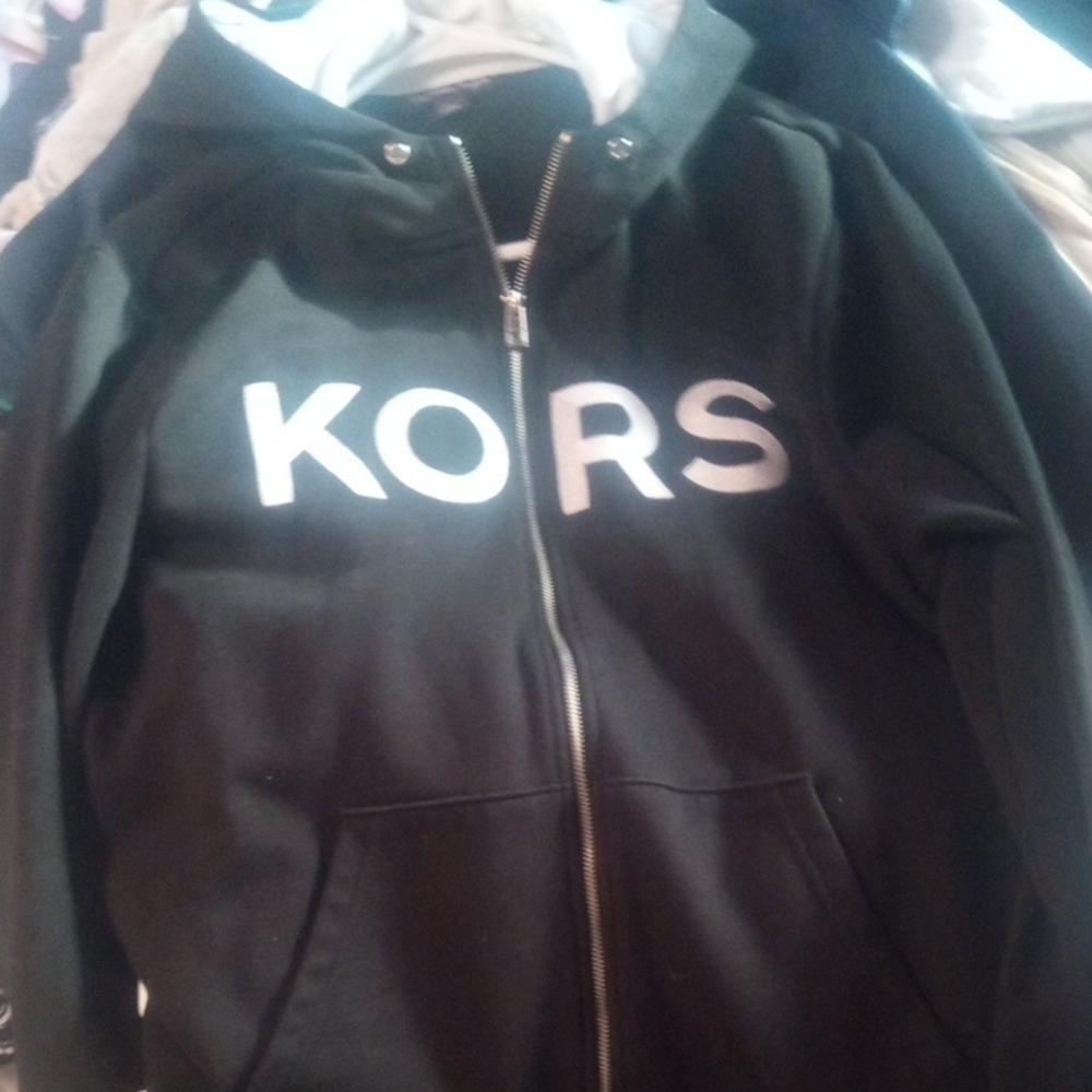 Michael Kors Collection Black Zip Up Sweater
